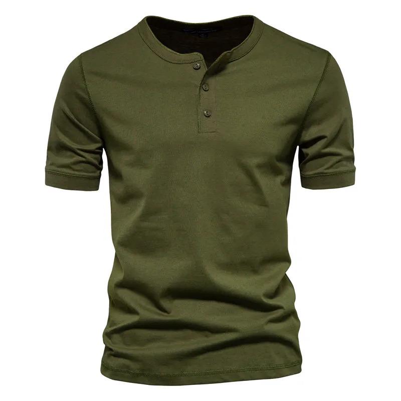 Product Introduction of Áo Thun Cổ Henley Bông, AIOPESON, Chất Lượng Cao, Dành Cho Nam, Phong Cách Thường Ngày ngắn Tay Mùa Hè, Thời Trang, Áo Thun Cơ Bản, Nam, 100% Cotton 5
