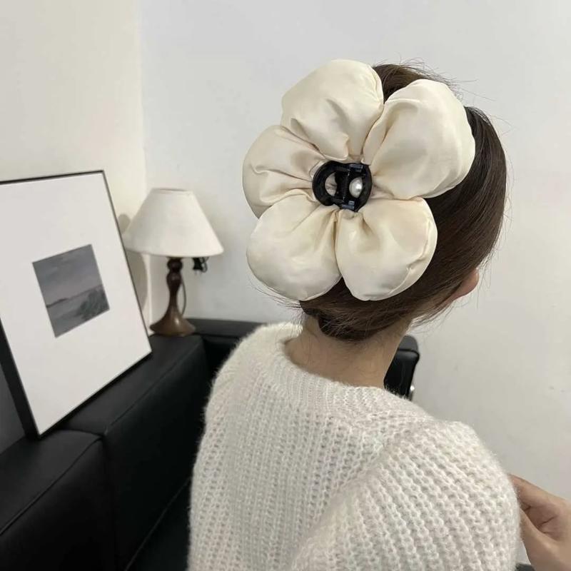 Kẹp Tóc Càng Cua Phồng Hoa, Kẹp Tóc Lưng Bọt Biển Lớn, Phong Cách Boho Ngọt Ngào kẹp  tóc  mỏ  vịt  cỡ  lớn cài  tóc