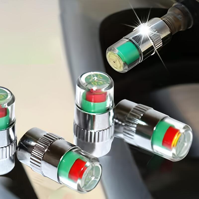 Product Introduction of Copper Tire Pressure Indicator Cap Sensor - Monitoring External Vae Detection for Cars, Trucks & Bikes, Colorful Green, Yellow, Orange, Red, Roadside Assistance Easy Read Display  Visual Alert System 3