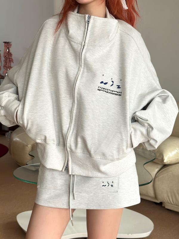 Áo khoác cropped dây kéo thêu REGODS form rộng unisex nam nữ  vải Nỉ PCG - Jacket cropeed thêu mini