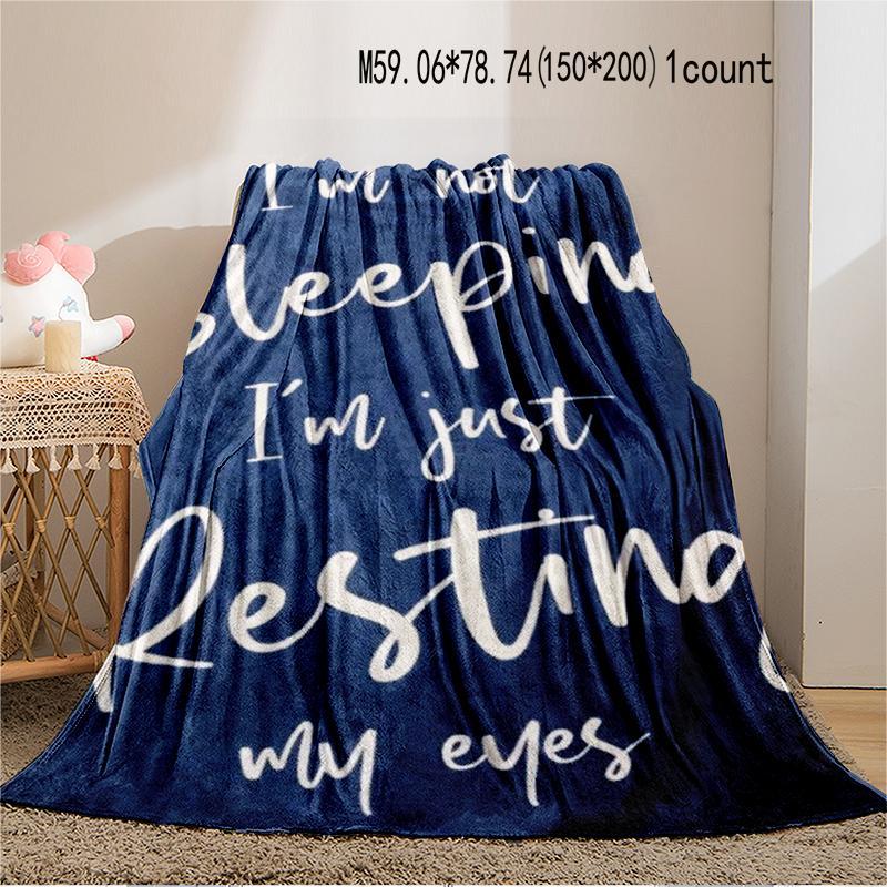 Letter Pattern Blanket, 1/2 Counts Soft Warm Throw Blanket, Air-conditioned Room Blanket, Warm Nap Blanket for Home Office Travel, Gift for Friend & Family 5