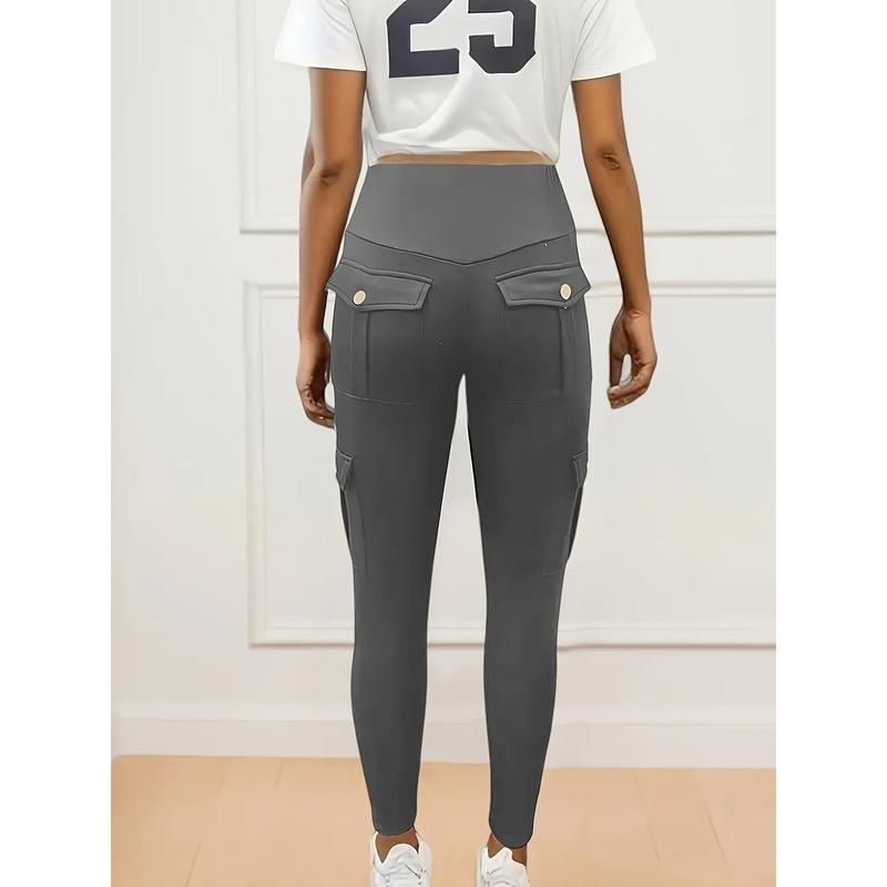 Womens Butt Lifting Leggings with Flap Pockets High Waist Tummy Control Workout Cargo Leggings Yoga Pants 8