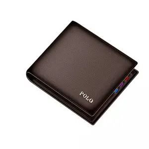 POLO Dompet Pria Bifold Lipat Dua Kulit Sintetis dengan Compartment Photo Holder & Card Holder Dompet Kartu Resleting Murah