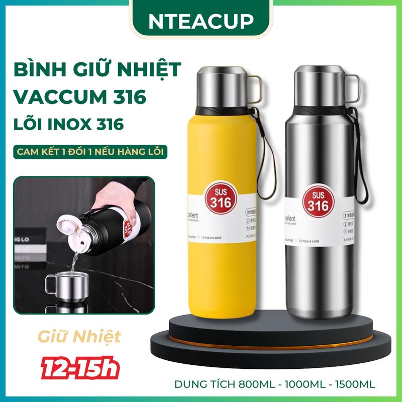 Bình giữ nhiệt Vacuum Cup SY820 Inox 316 Tích Hợp Ray Lọc Trà Dung Tích 800ml 1000ml 1500ml - Giữ Nhiệt 12-15h
