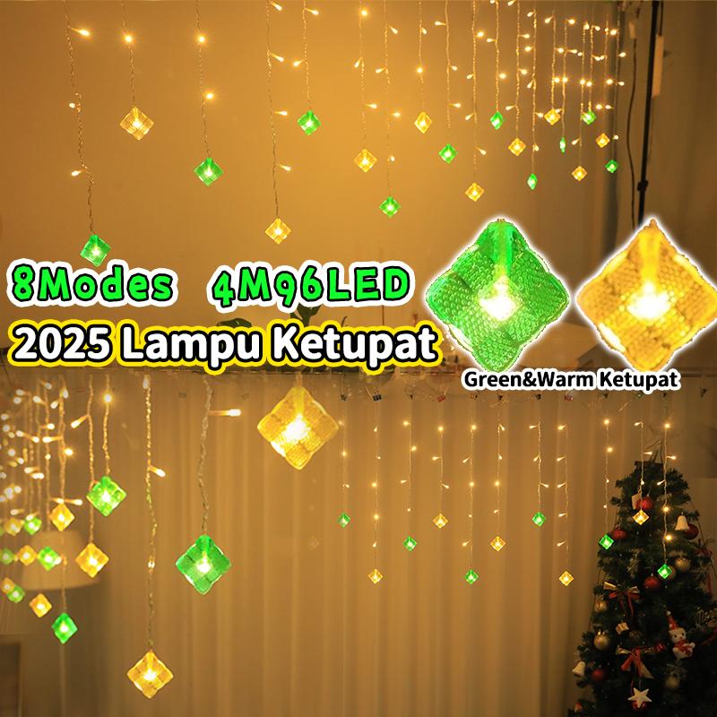 Lampu Raya Ketupat 4m 96LED Hari Raya 2025 Curtain Led light - TikTok ...
