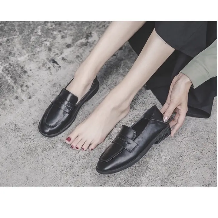1831 FREESHIP CÓ SẴN Giày Loafer - Moca nữ da mềm màu đen và màu nâu đế cao su bền êm chân dáng basic thích hợp đi học đi làm