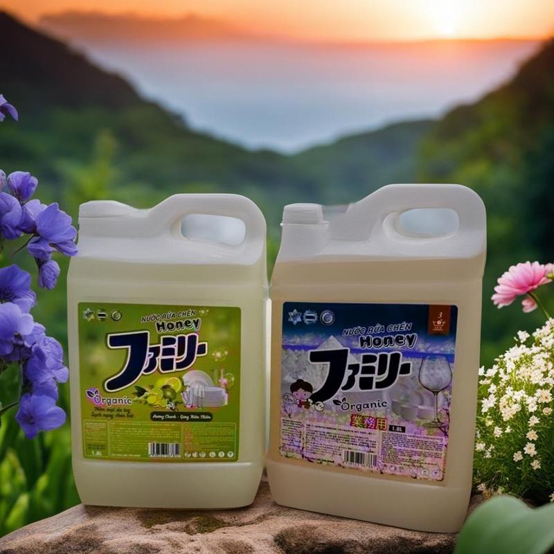( MUA 1 TẶNG 1 ) 2 CAN nước rửa chén Hữu Cơ Organic Honey hỗ trợ kháng khuẩn ( mỗi can 1,8 lít ) Làm Sạch