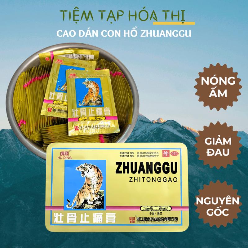  Cao Dán Con Hổ Zhuanggu  mỗi gói 4 miếng  Nóng Ấm Lưu Thông 
