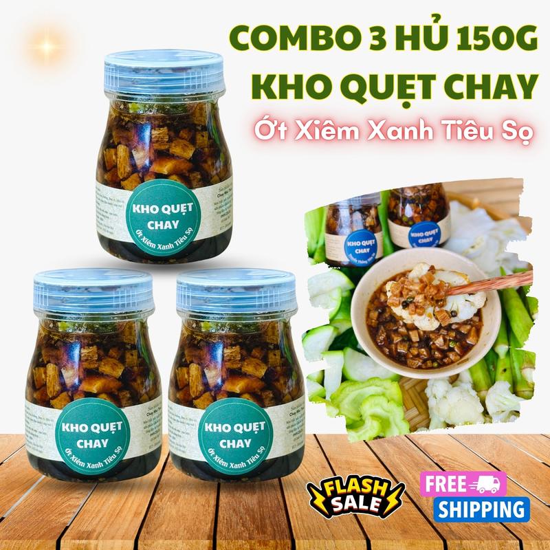 Combo 3 Hủ 150gram Kho Quẹt Chay Vị Ớt Xiêm Xanh Tiêu Sọ  - Có Tóp Mỡ Siêu Ngon - Tiệm Chay Nhà Thóc Food