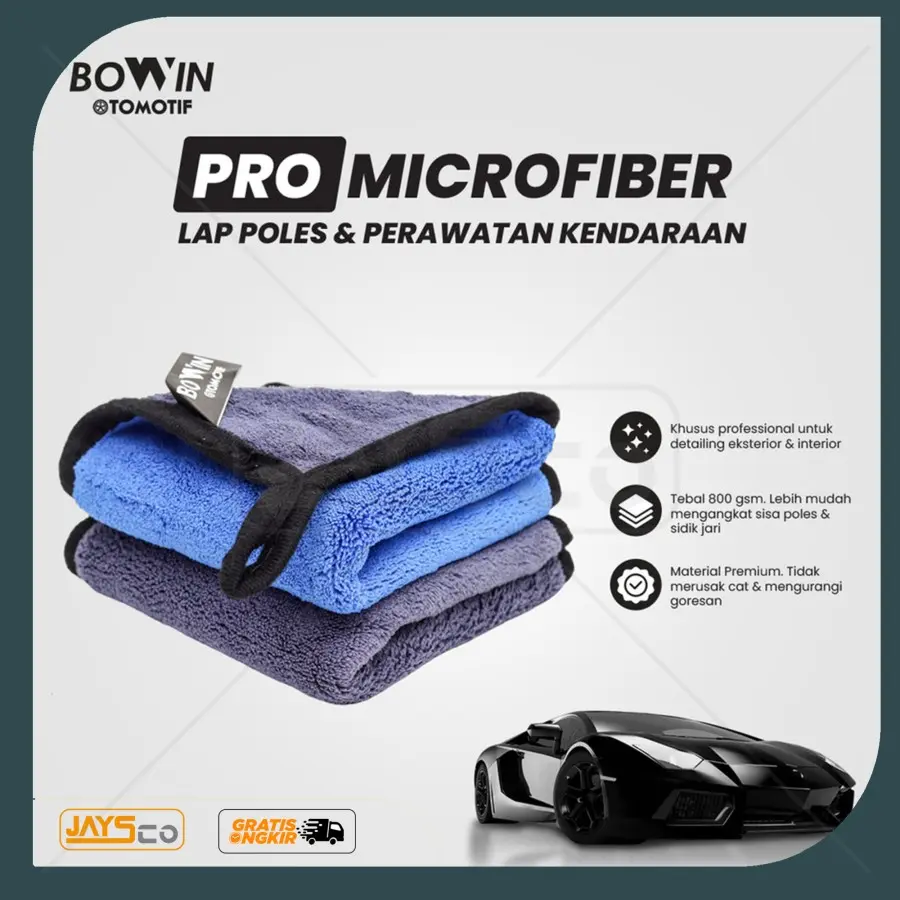 Bowin Microfiber Lap Polish Detailing Exterior Interior Mobil Motor