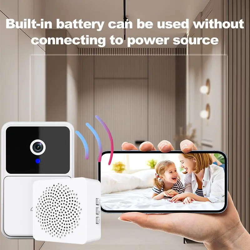 WiFi Smart Doorbell Camera, USB Rechargeable 2.4GHz WiFi Doorbell Camera with Night Vision, Voice Intercom, Cloud Storage, Security Camera for Home 3