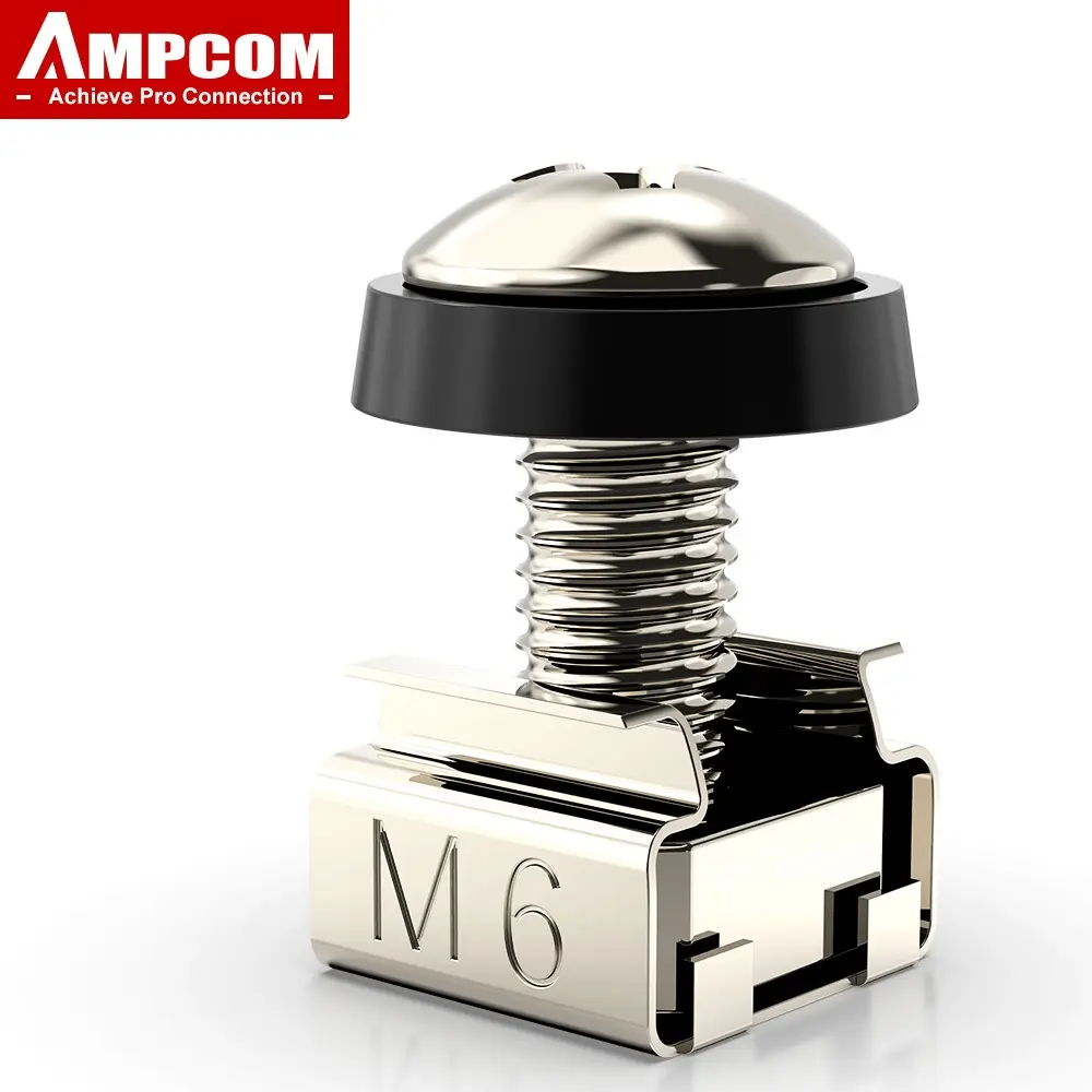 AMPCOM M6 x 16mm Rack Mount Cage Nuts, Screws And Washers For Rack Mount Server Cabinet, Rack Mount Server Shelves, Routers