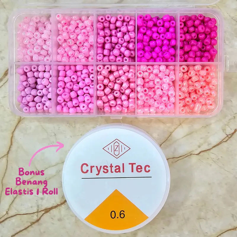 DIY Manik Manik Pasir 1 Box Lengkap - Gelang Cincin Kalung (Gratis Benang Elastis 1 Roll) - SM007 Kerajinan 3