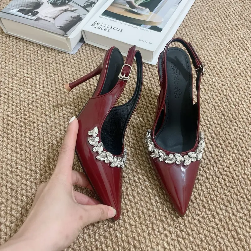 GIÀY MŨI NHỌN ĐÍNH ĐÁ HẠT XOÀN 7P,9P SANG CHẢNH LN2 DéP Shoes Nữ Nhung 6