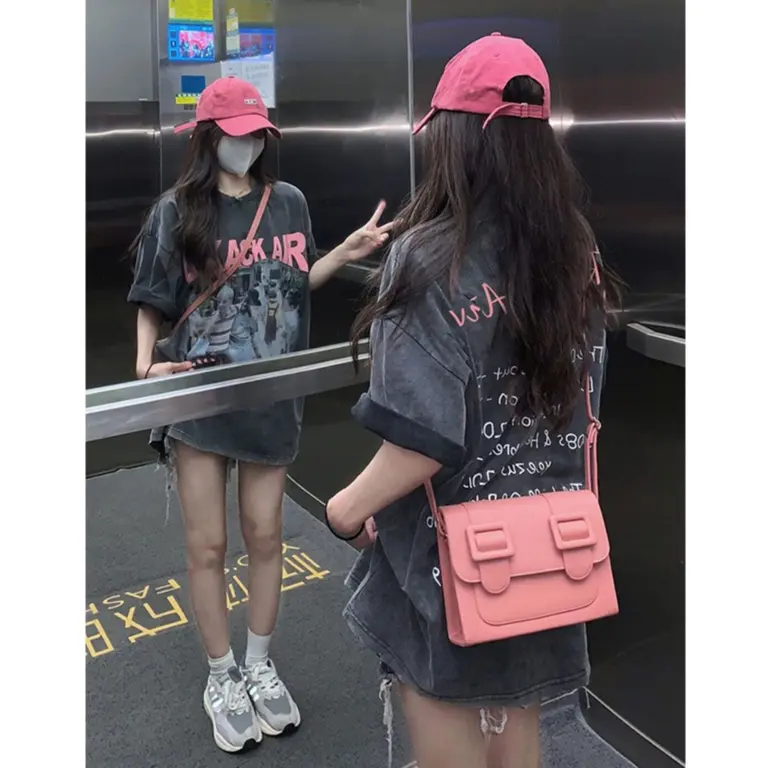 Áo phông nữ retro BLACK AIR đen rộng áo thun unisex bigsize vintage 100%Cotton Top Cổ Tròn