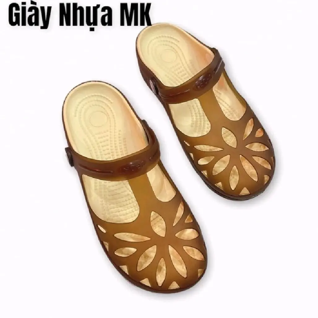 Giày Sục Nhựa Dẻo Bít Mũi Nữ, Thoáng Khí, Chống Nước Mềm Nhẹ Êm Chân - Sandal GiàYDéP Shoes Jean