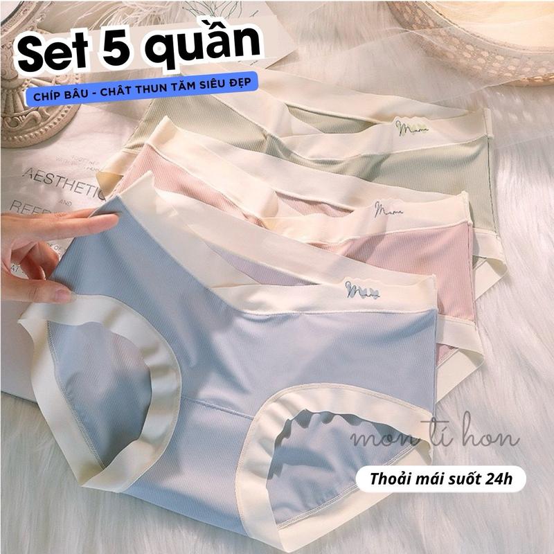 Combo 5 Chiếc Quần Lót Bầu Cạp Chéo Mama | Chất Thun Tăm mềm, mát - Size L/XL/XXL