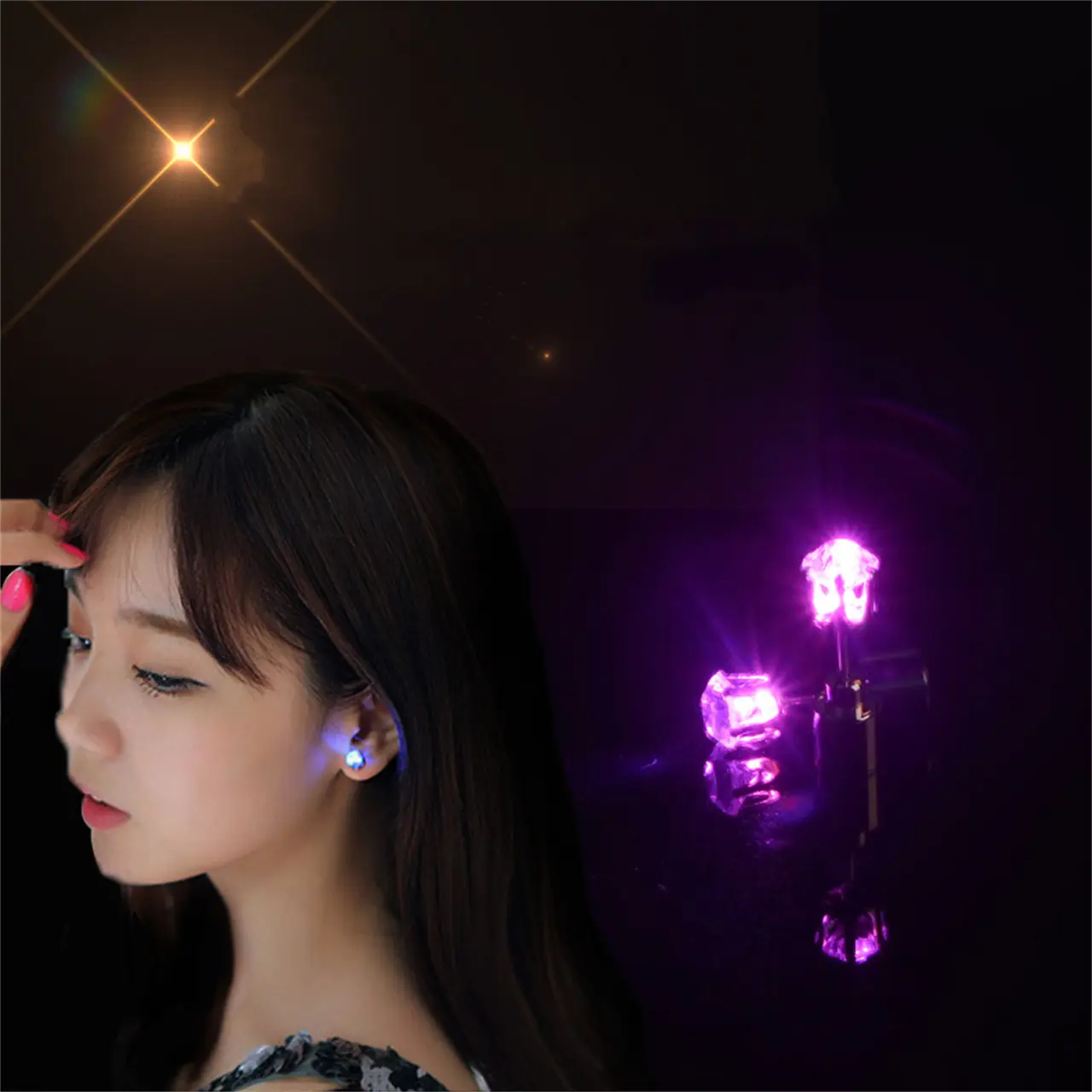 Bông Tai Đèn LED, Cá Nhân Hóa, Thời Trang Và Hợp Xu hướng, Dễ Phối Đồ, Thích Hợp Cho Hộp Đêm, Phụ Kiện Hip-Hop