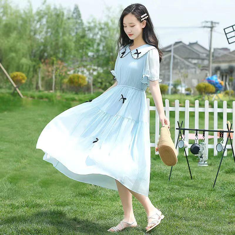 Váy Nơ Cho Bé Gái, Trang Phục Mùa Hè, Chất Liệu Voan, Váy Dài Công Chúa, Váy Thêu, Thích Hợp Cho Học Sinh Trung Học Cơ Sở Và Trung Học Cơ Sở 7