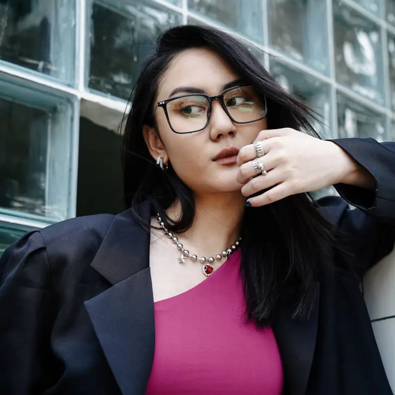 Frame Kacamata - HSF EYEWEAR Matsu Caramel and Black Lensa Wanita Glasses 0