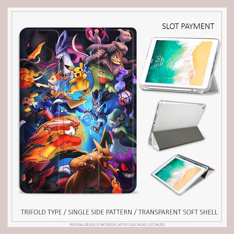 Vỏ Pikachu, Tương thích với iPad Pro11, 2022 / 2024, Pro12.9, Pro13, iPad Air4 / 5/6, 10.2 Gen7 / 8 / 9, mini6, 10.9 Gen10, Vỏ máy tính cá nhân kỹ thuật số 3