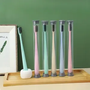 Sikat Gigi Travel Tabung Toothbrush Bamboo Charcoal Jerami Gandum