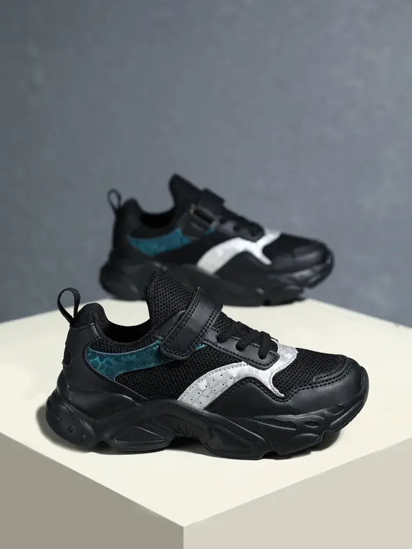1 Pair Kids Colorblock Patchwork Design Lace Up Low Top Sneakers, Casual Sporty Comfortable Breathable Sneakers, Wear Resistant Anti-slip Sneakers 7