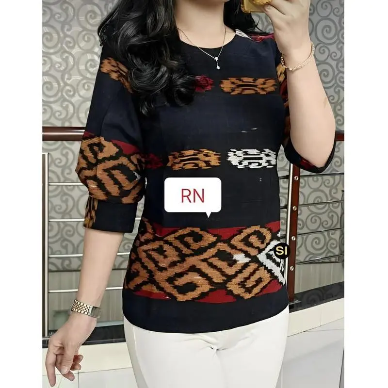 atasan blouse baju kantor/ baju wanita/ tenun motif etnik atta ethnik Katun 2
