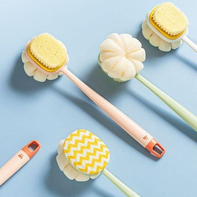 Cây Cọ Tắm 2 Đầu Mẫu Cao Cấp, Cọ Chà Lưng kèm bông tắm 2 mặt Vệ Sinh Cơ Thể Mềm Mại Cao Cấp và Cute Bàn Chải