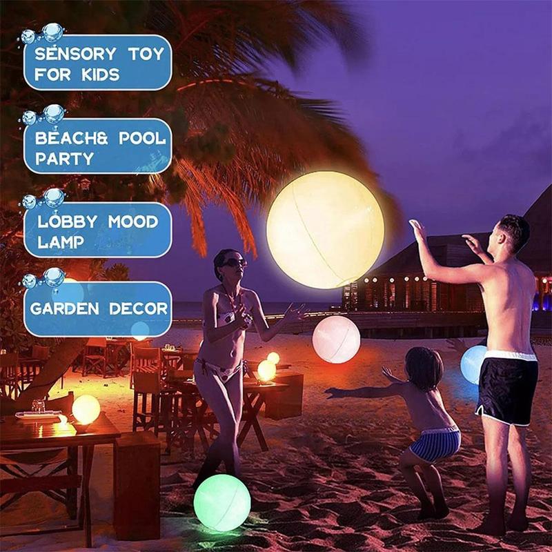 Bóng Bãi Biển LED, Chất Liệu PVC, Đèn Phát Sáng, Bóng Nước, Thích Hợp Cho Buổi Hòa Nhạc Ngoài Trời Và Tiệc Tùng, Bóng Trang Trí Đầy Màu Sắc, Đồ Chơi Bờ Biển Ngoài Trời, 1 Cái 2