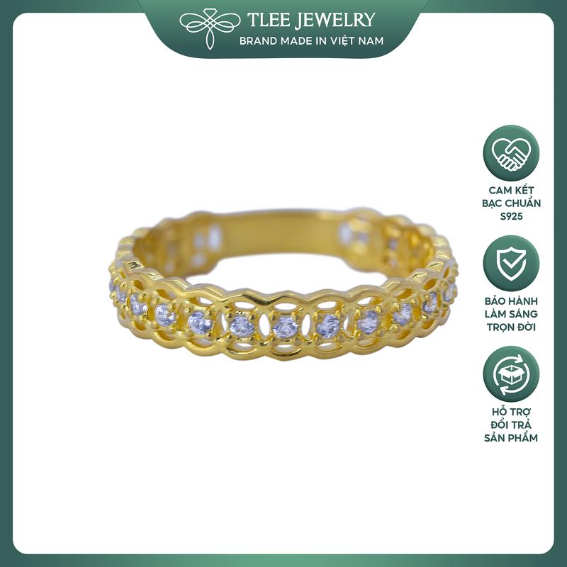 Nhẫn bạc nữ TLEE kim tiền mạ vàng 14k nạm đá xung quanh cao cấp TLEE JEWELRY A0143