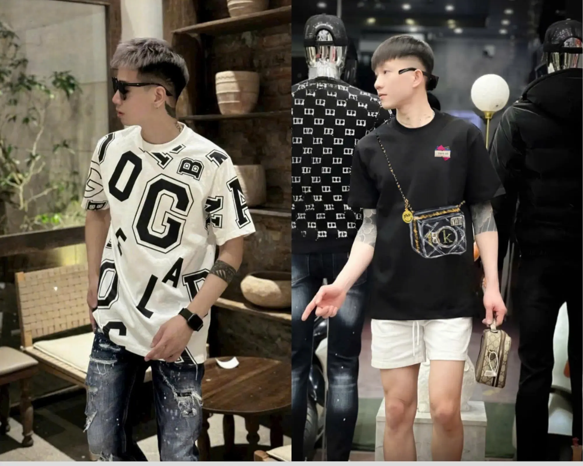 [ MUA ÁO TẶNG QUÀ ] Áo thun nam tạo kiểu in chữ , in túi phong cách boy phố . Chất vải cotton co dãn bốn chiều thoáng mát -Menswear Cổ Tròn