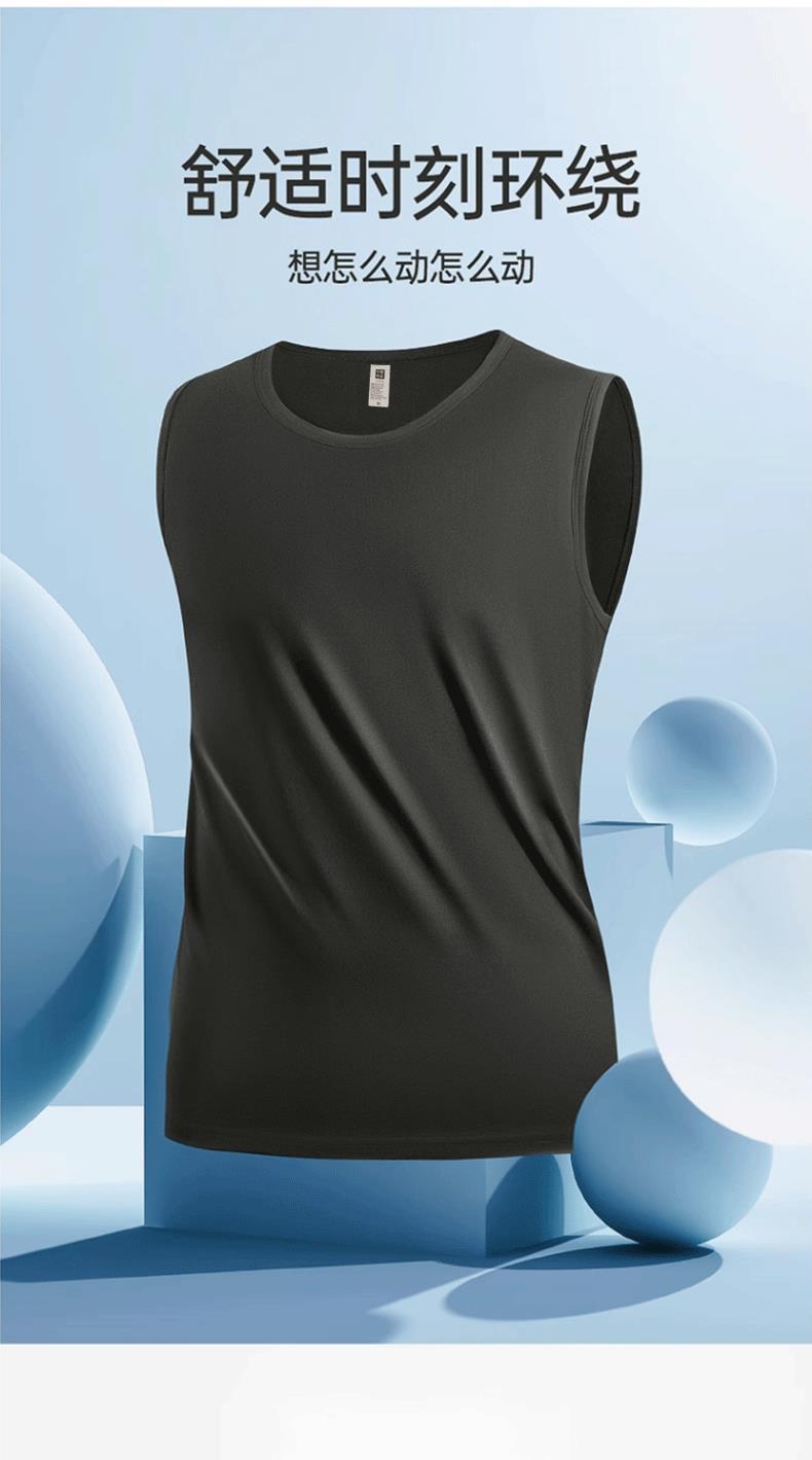 Product Introduction of Men's 230g Cotton Summer Sports Vest White Loose Round Neck Sleeveless T-Shirt Tank Top Wide Shoulder Cotton Undershirt 9