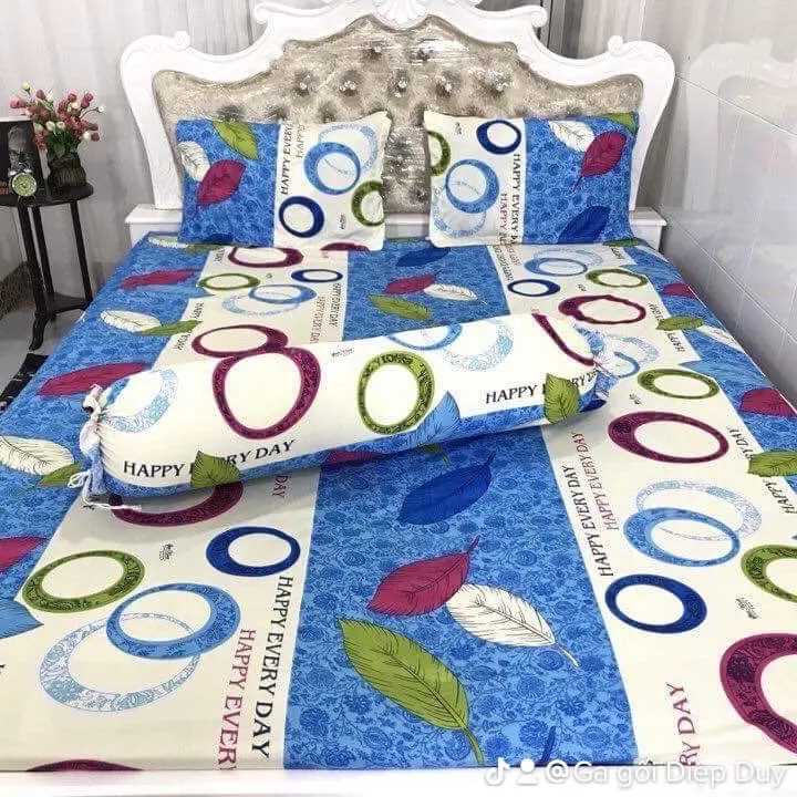 Combo bộ Dra gối 4 món thun lạnh Hàn quốc hoa hồng xanh đủ kích thước mềm mịn mát 6