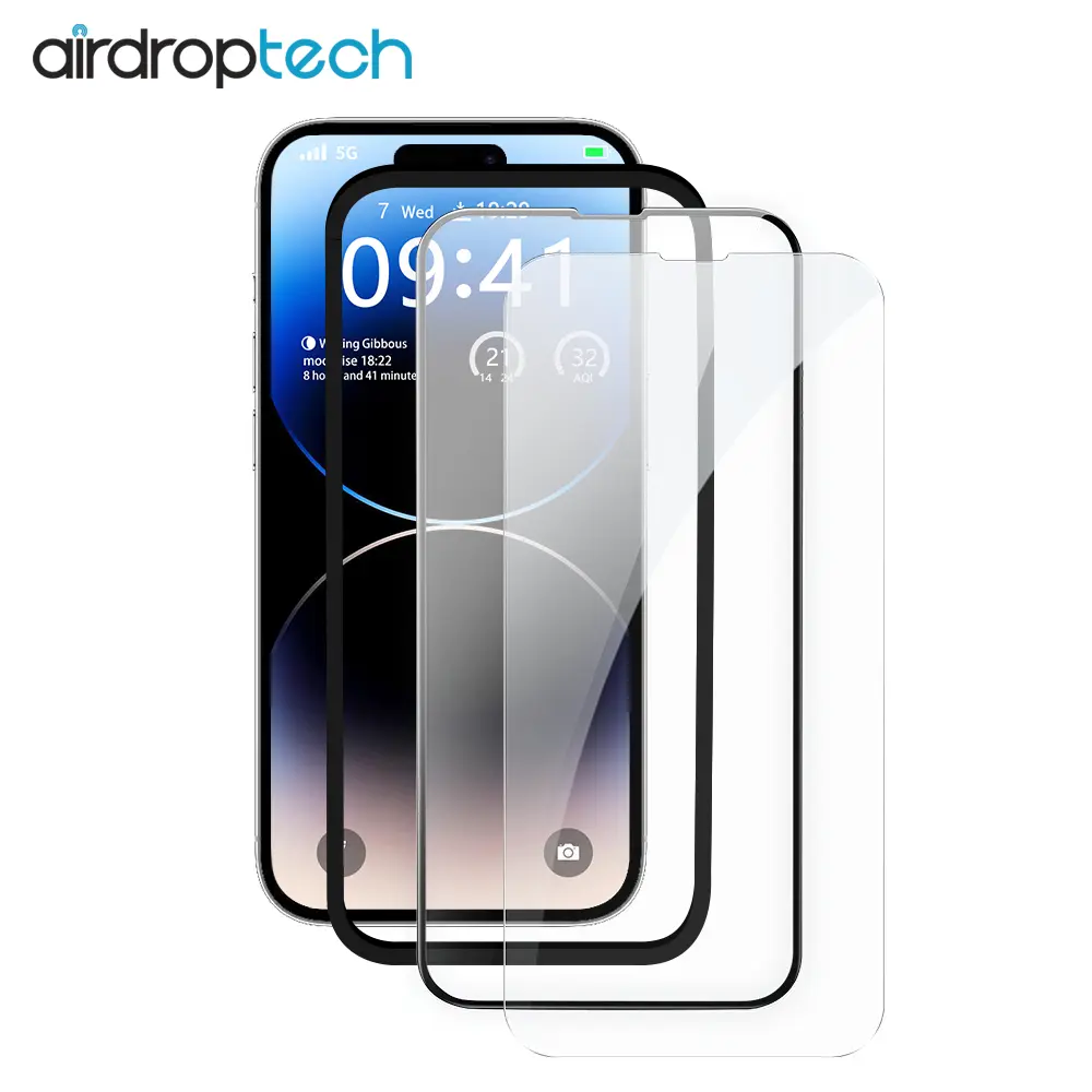 (Clearance) AIRDROPTECH iPhone 15/14/13/12 Pro Max Plus 9H Tempered Glass Screen Protector Case Friendly