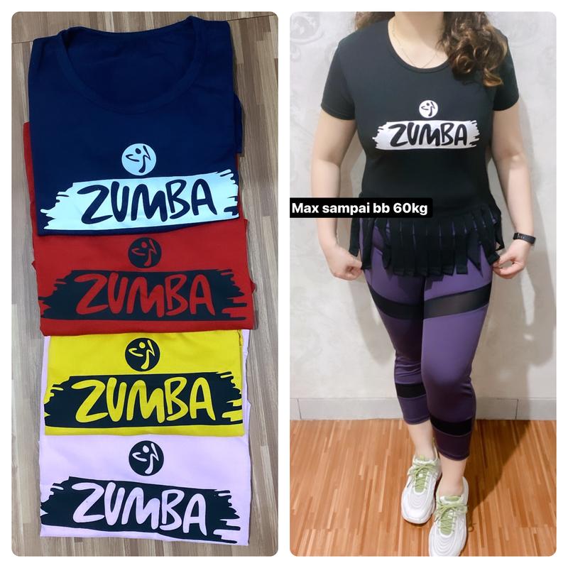 Atasan Baju Senam Zumba Lgo Dash Rumbai New / Kaos Senam Zumba Wanita Sport regular warna biru botol 1