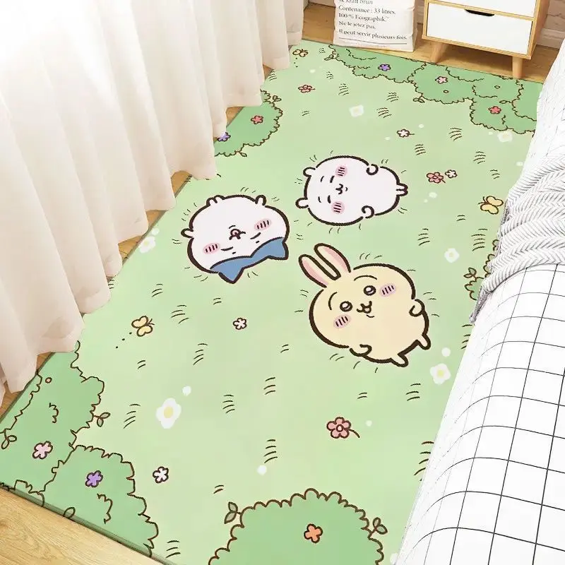 Chiikawa cartoon floor mat cute ICA carpet suitable for dormitory and bedroom, large area, stain resistant, window frame, customizable cutting