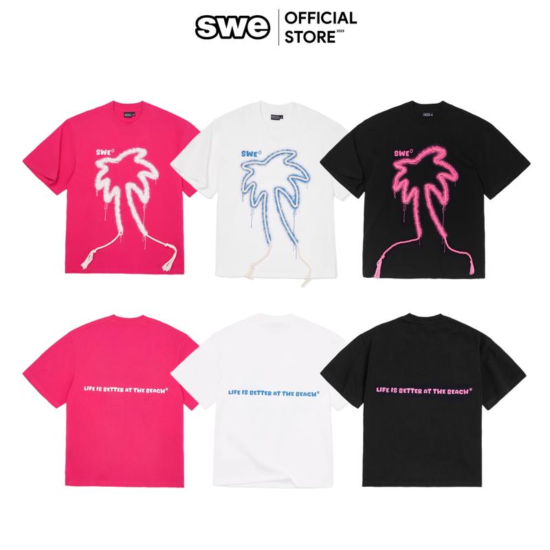 Áo Thun Oversize Mùa Hè Unisex SWE COCO TEE - ĐEN/HỒNG/TRẮNG