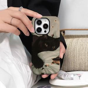 Lazy Black Cat Jelly Soft 16 Pro Max Phone Case  15 Jelly 14 Jelly Soft 13/16