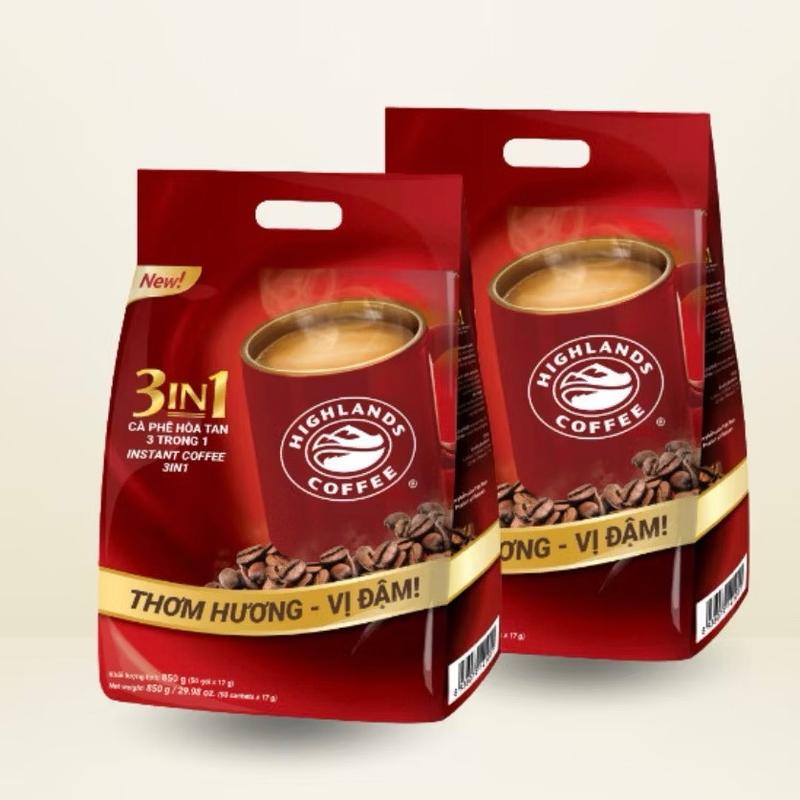 Combo 2 túi Cà phê sữa hoà tan 3 trong 1 Highlands Coffee (50 gói/ túi *17g) mix