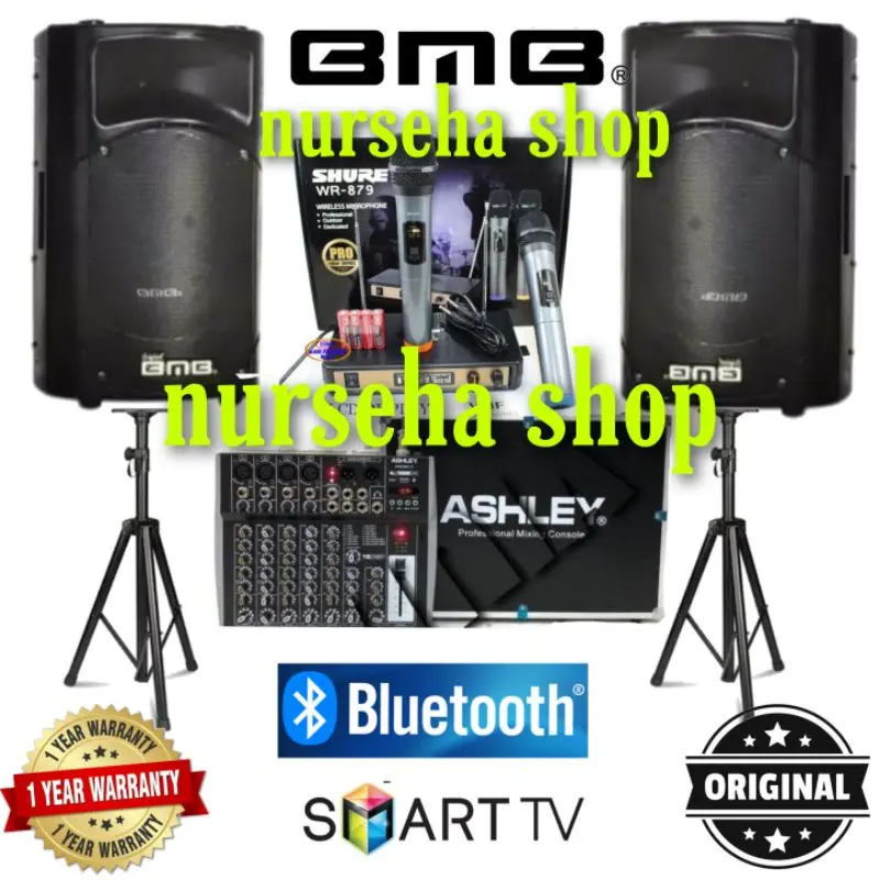 SPESIAL UNTUK ANDA Paket Karaoke BMB 15 inch Original aktif speaker mixer Ashley
