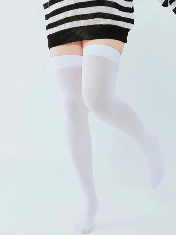Women's Plus Size Solid Over The Knee Socks, 1 Pair Casual Comfy Breathable Socks for Daily Outdoor Wear, Ladies Socks for All Seasons 5