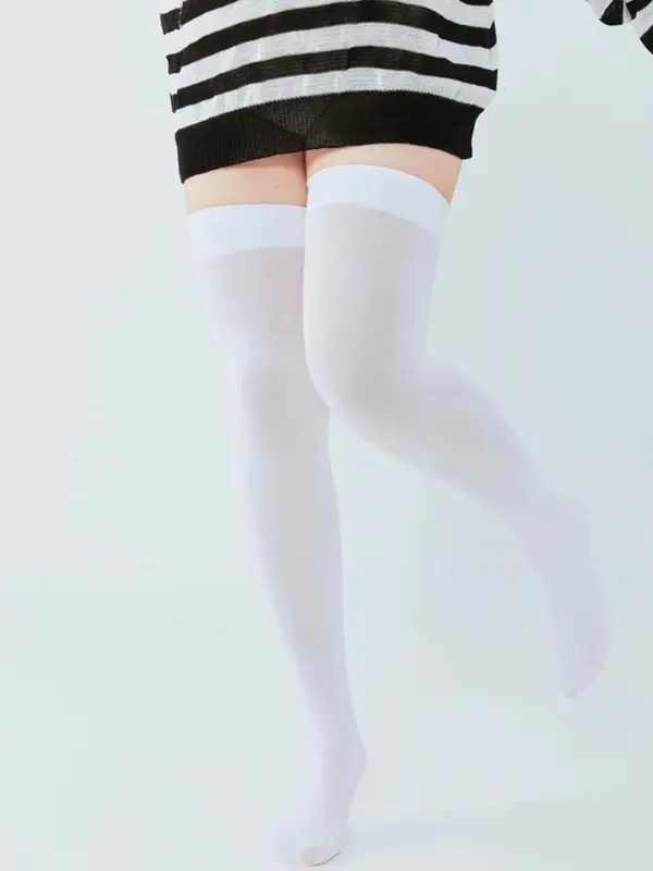 Women's Plus Size Solid Over The Knee Socks, 1 Pair Casual Comfy Breathable Socks for Daily Outdoor Wear, Ladies Socks for All Seasons 5
