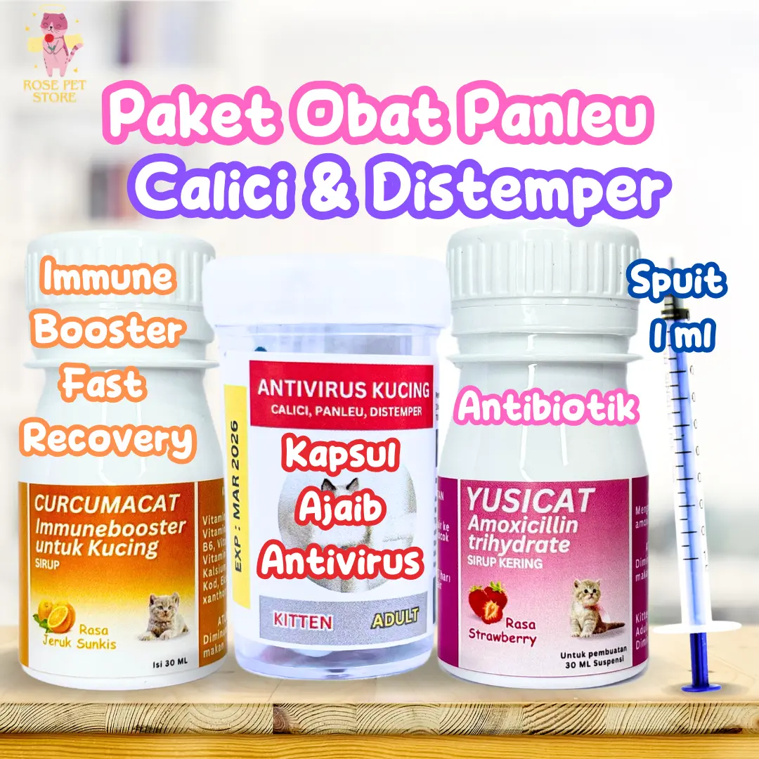 PAKET OBAT ANTIVIRUS PANLEU, CALICI, DISTEMPER, FIP OBAT VIRUS KUCING CALICI PANLEUKOPENIA DISTEMPER FIP PALING AMPUH ANTIVIRUS CAT | KAPSUL AJAIB