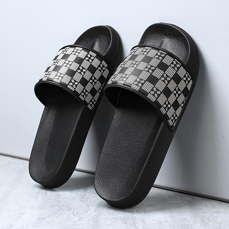 Unisex Quick-Dry Slippers - Anti-Slip, Soft Sole Summer Sandals, Geometric Plaid Design, Breathable Fabric Lining, EVA Sole, Slip-On for Indoor/Outdoor, Beach & Shower Use 5