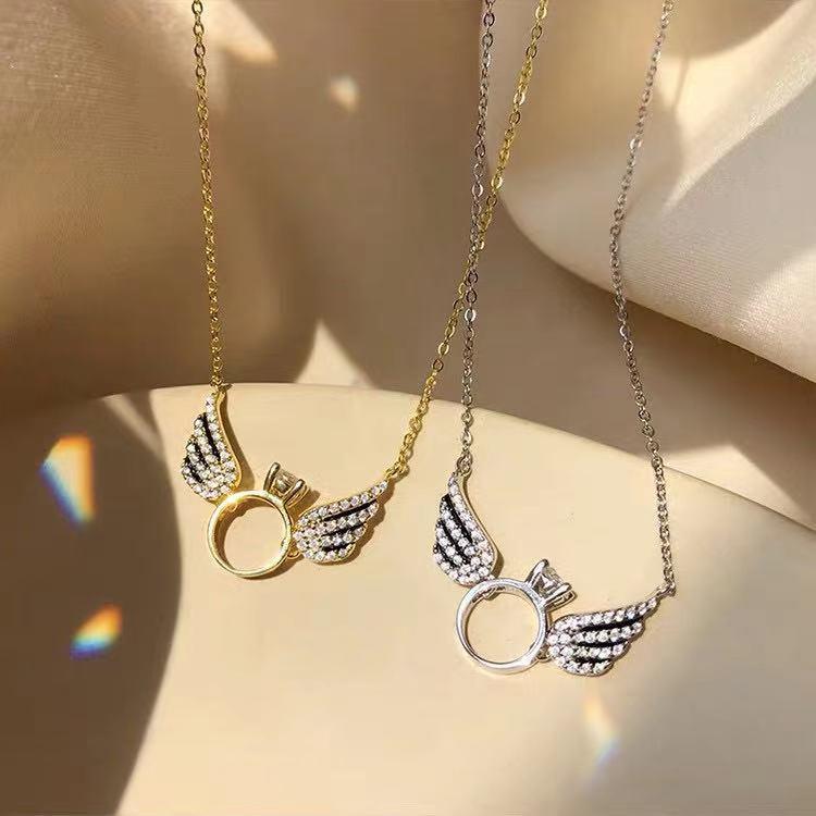 Product Introduction of Angel Wing Diamond Pendant Necklace, Wings Can Move, Elegant Collarbone Chain For Women 3