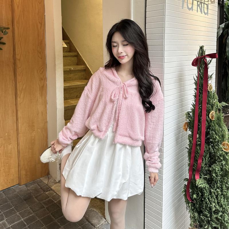 AREUM Áo Cardigan Sugari Len Lông Form Croptop