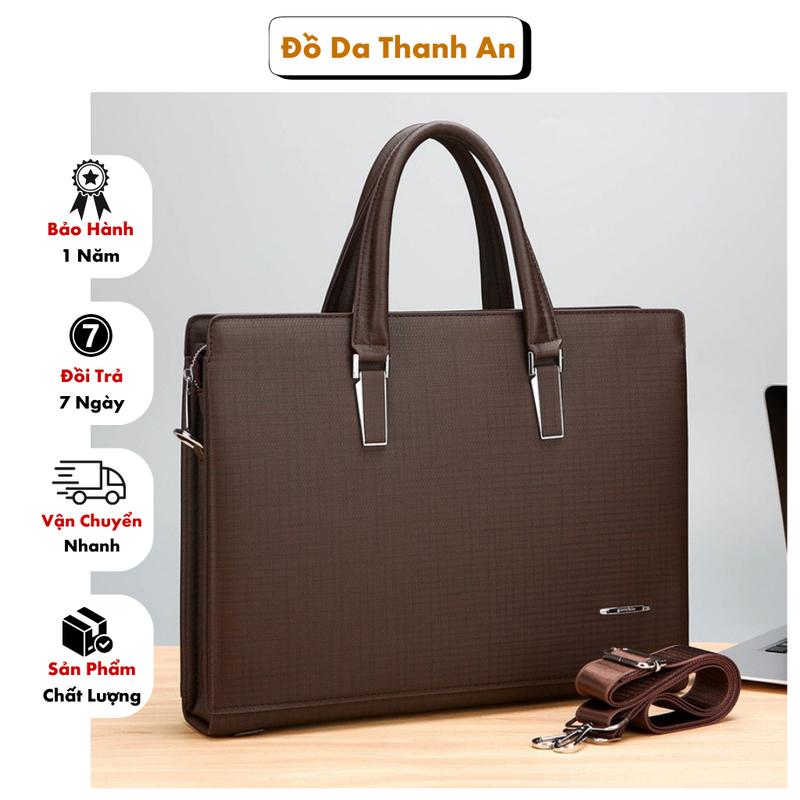 Cặp Da Công Sở Nam Túi Xách Công Sở GORCHIS Cao Cấp Chất Da Sần Form Cứng Chống Xước Chống Thấm Nước Size 38x28x7cm Đựng Laptop 14inch. Bag Nam
