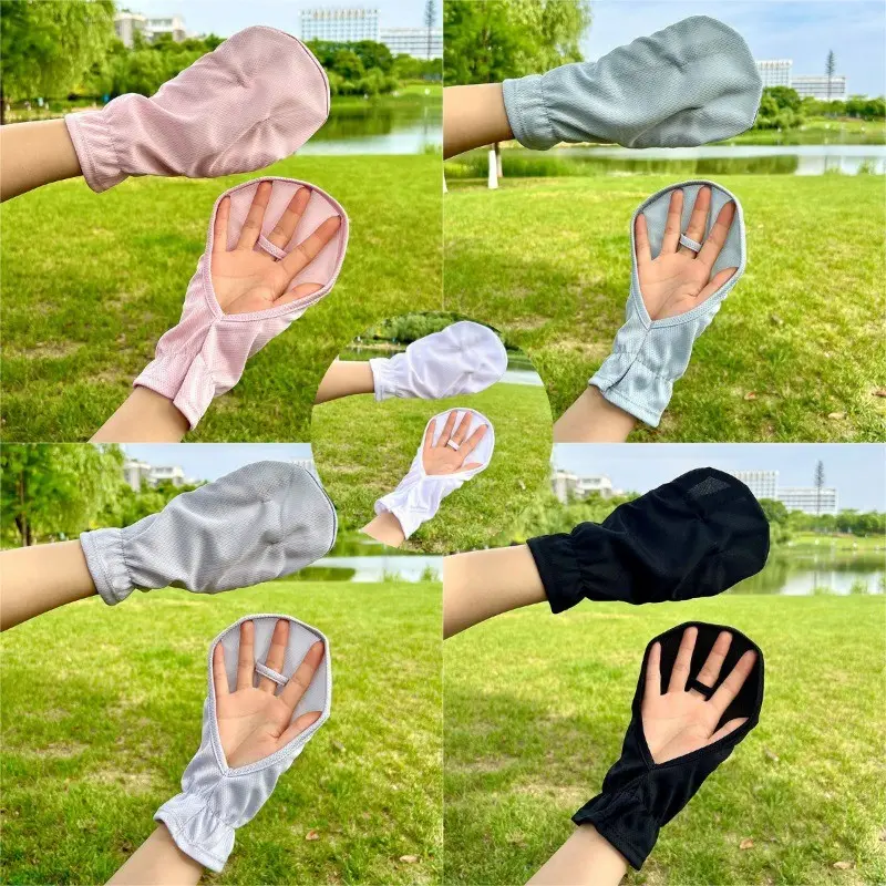 Găng tay chống nắng cho phụ nữ, để bảo vệ chống lại tia cực tím, đặc biệt cho người lái xe, để hiển thị các ngón tay của họ, che nắng, làm bằng lụa Lạnh mỏng, thích hợp để đi xe đạp vào mùa hè, xe Điện