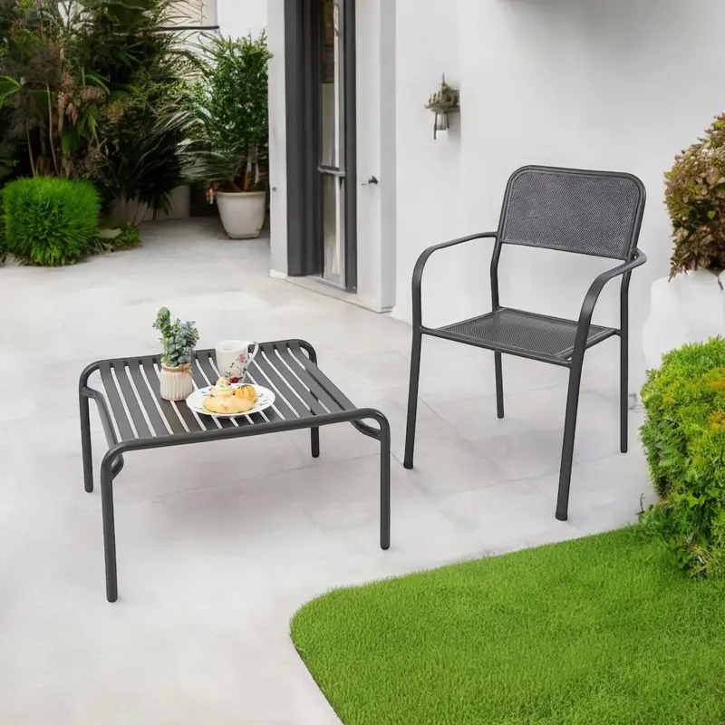 AZKO Soleil Clinton Kursi Teras - Cokelat Sandy Coffee Balcony Chair Kursi Outdoor Serbaguna Furniture Rumah Tempat Duduk Kursi Halaman Balkon 1